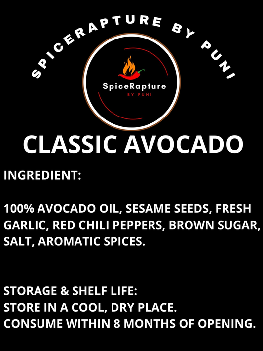 SpiceRapture Classic Chili Oil – (VEGAN• 100% AVOCADO OIL• 250ML)