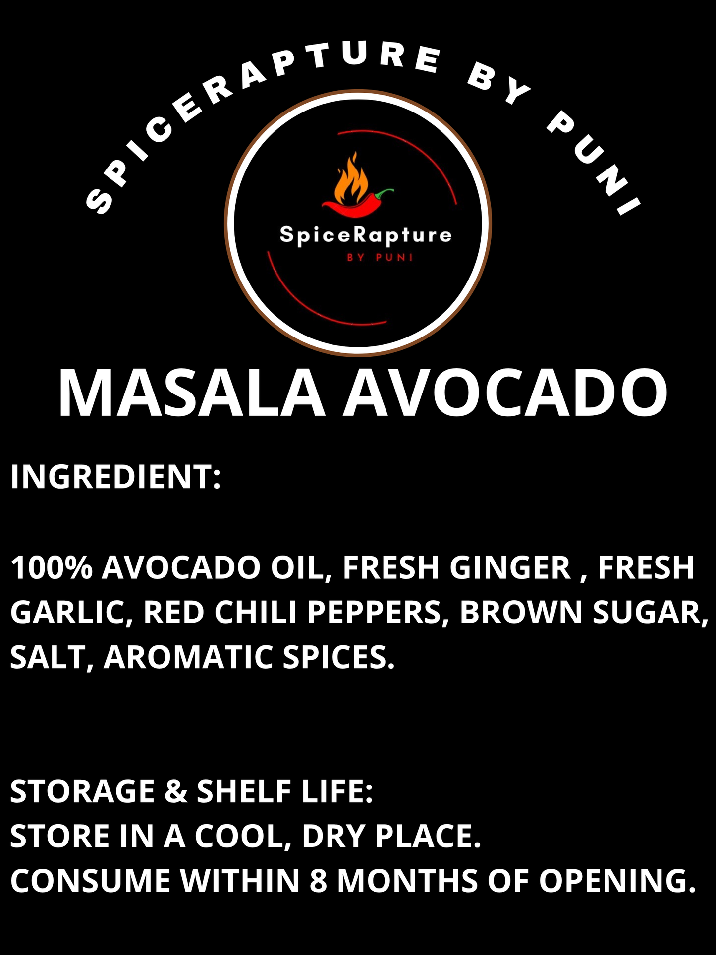SpiceRapture Masala Chili Oil (VEGAN• 100% AVOCADO OIL• 250ML)